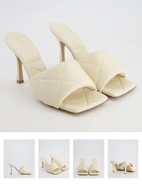 Bottega Veneta Ivory Quilted High Heel Mules